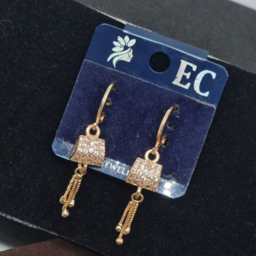 Pooja Sales Rajkot Gold Plated American Diamond Dangler Earrings