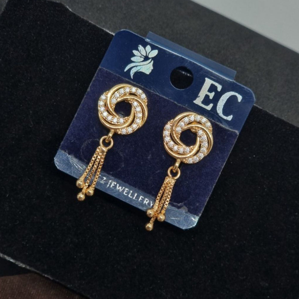 Pooja Sales Rajkot Gold Plated American Diamond Dangler Earrings