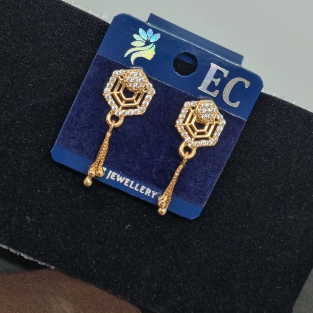 Pooja Sales Rajkot Gold Plated American Diamond Dangler Earrings