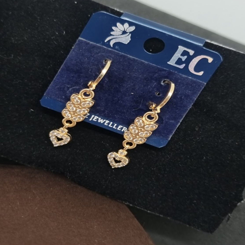 Pooja Sales Rajkot Gold Plated American Diamond Dangler Earrings