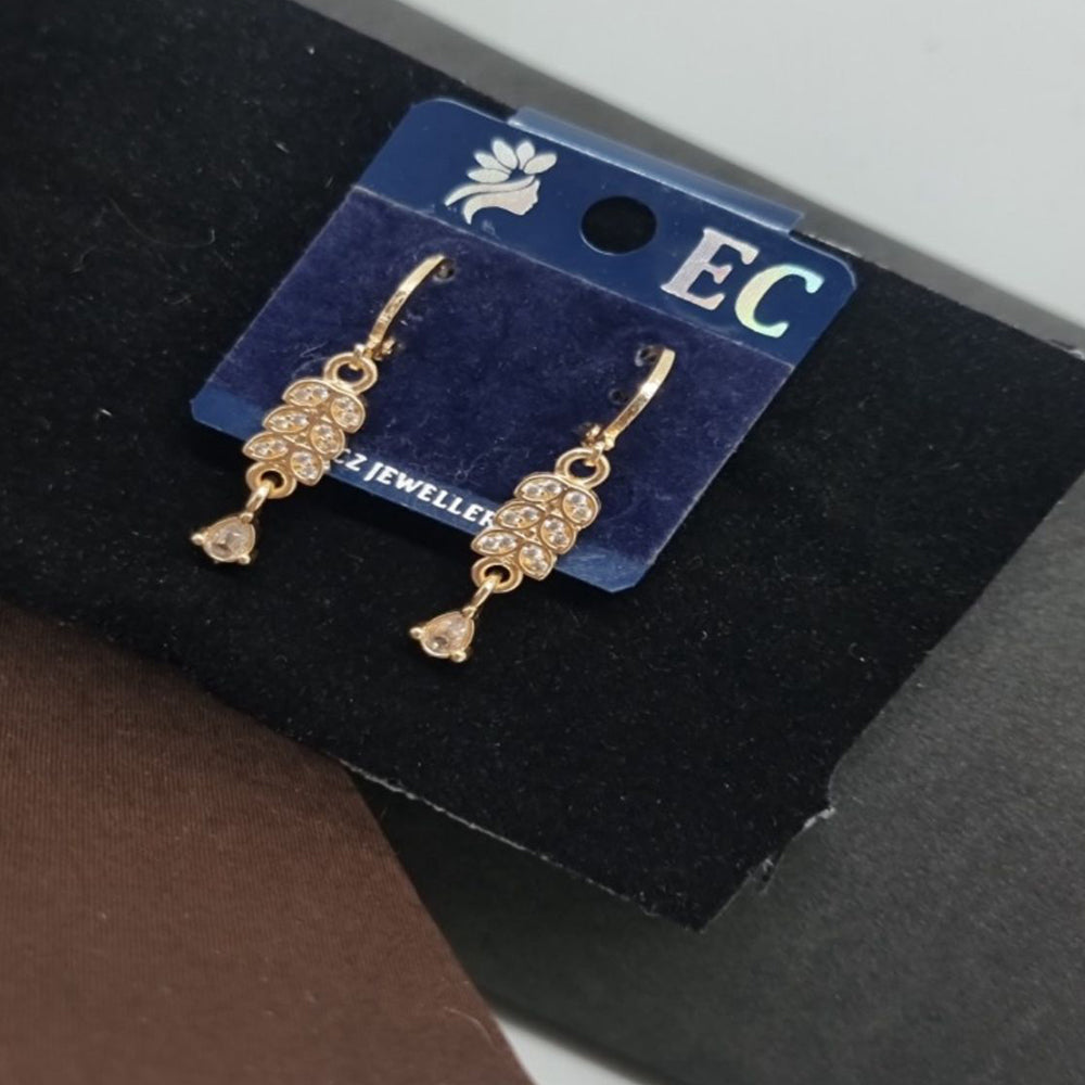 Pooja Sales Rajkot Gold Plated American Diamond Dangler Earrings