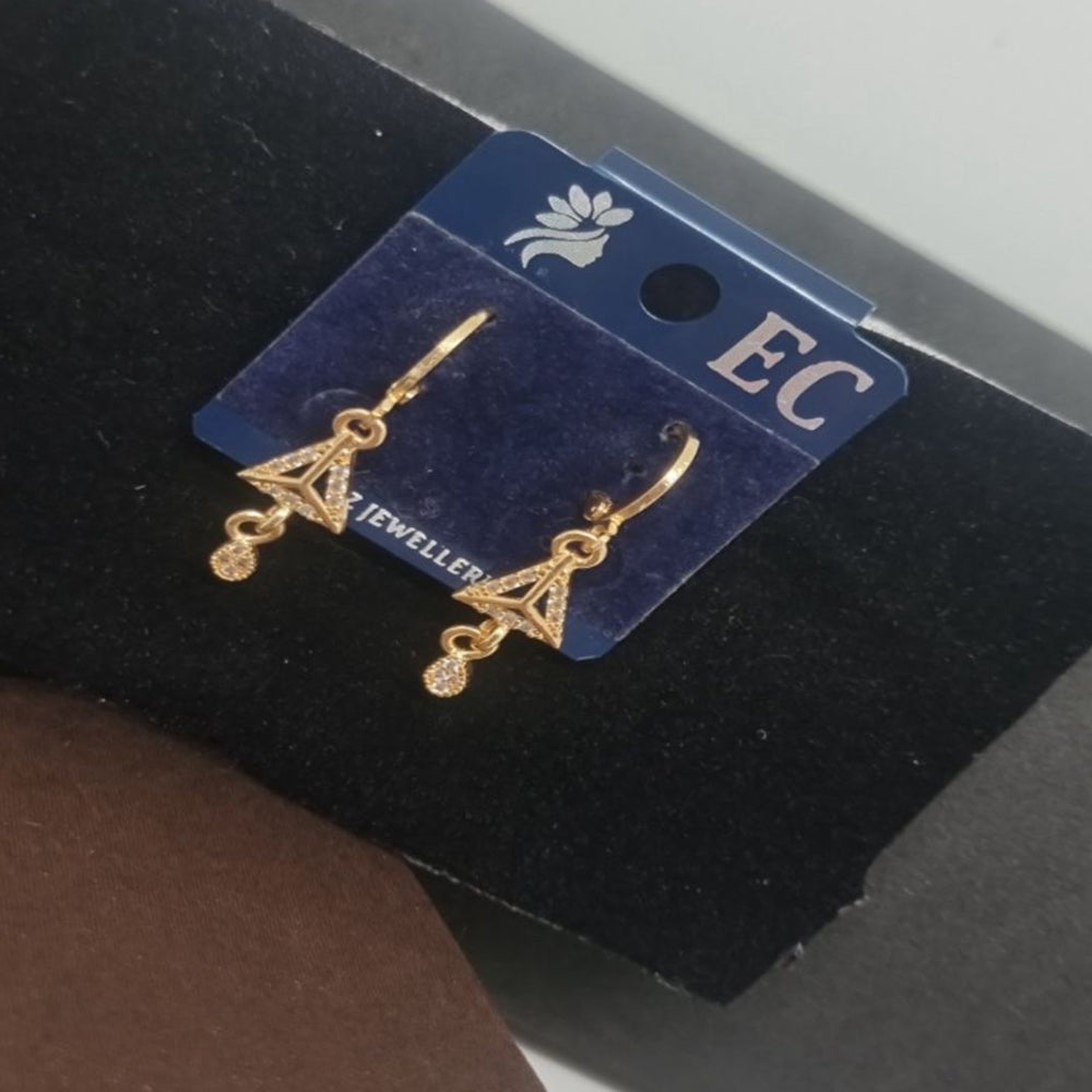 Pooja Sales Rajkot Gold Plated American Diamond Dangler Earrings