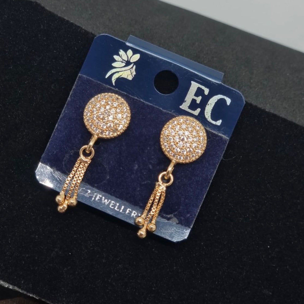 Pooja Sales Rajkot Gold Plated American Diamond Dangler Earrings
