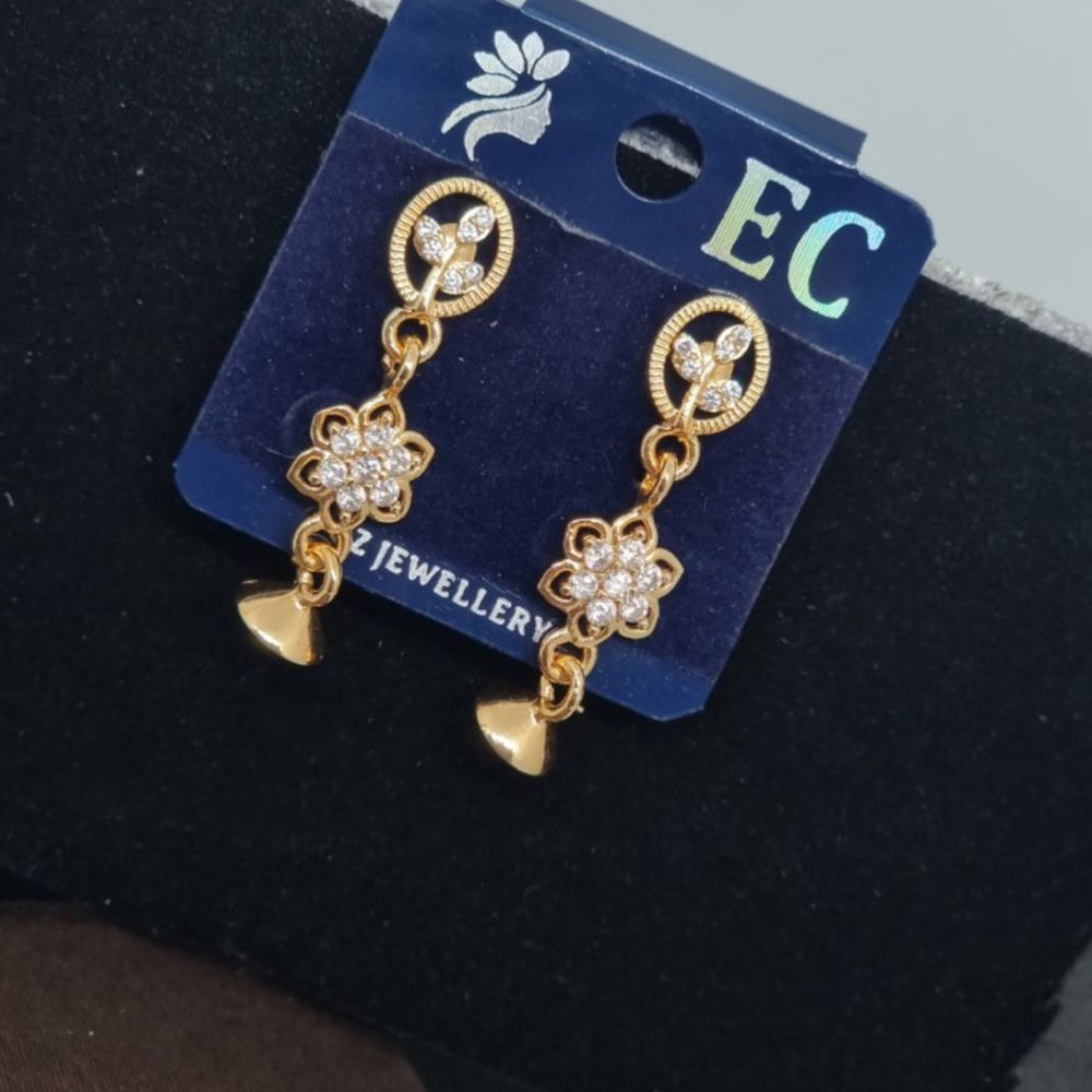 Pooja Sales Rajkot Gold Plated American Diamond Dangler Earrings