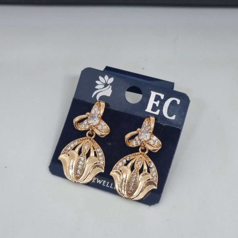 Pooja Sales Rajkot Gold Plated American Diamond Dangler Earrings