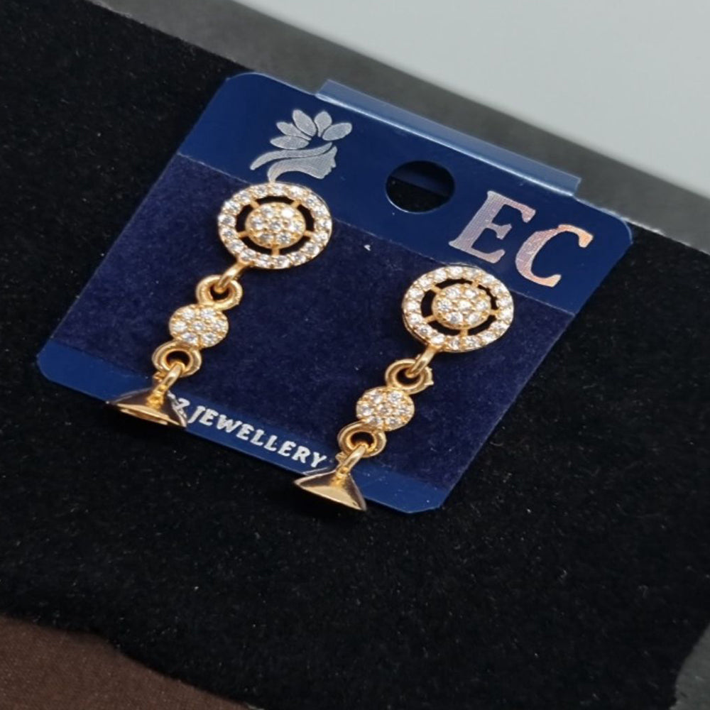 Pooja Sales Rajkot Gold Plated American Diamond Dangler Earrings