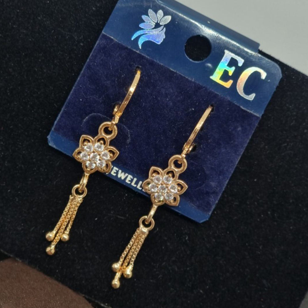 Pooja Sales Rajkot Gold Plated American Diamond Dangler Earrings