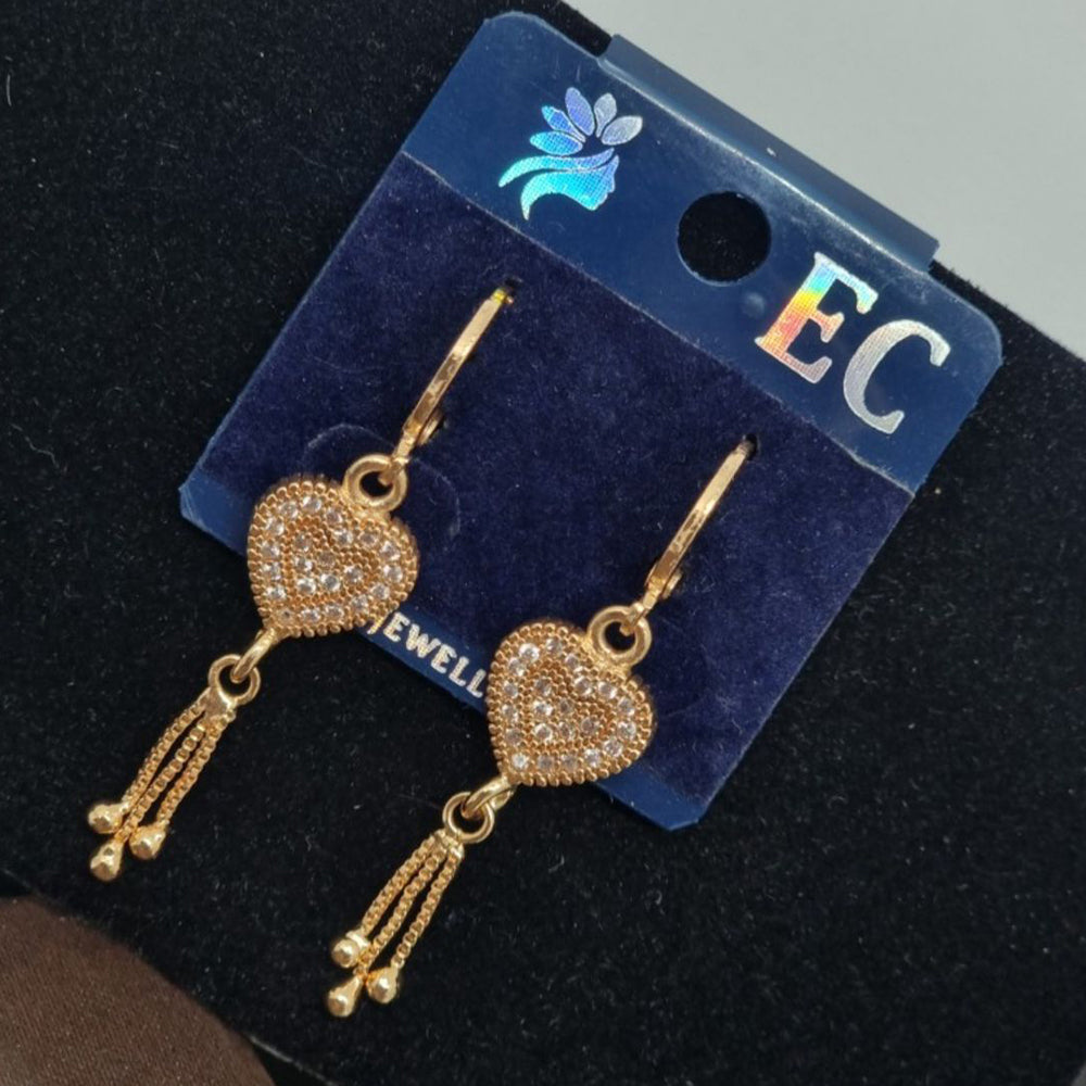 Pooja Sales Rajkot Gold Plated American Diamond Dangler Earrings