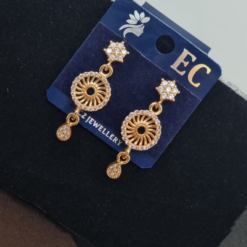 Pooja Sales Rajkot Gold Plated American Diamond Dangler Earrings
