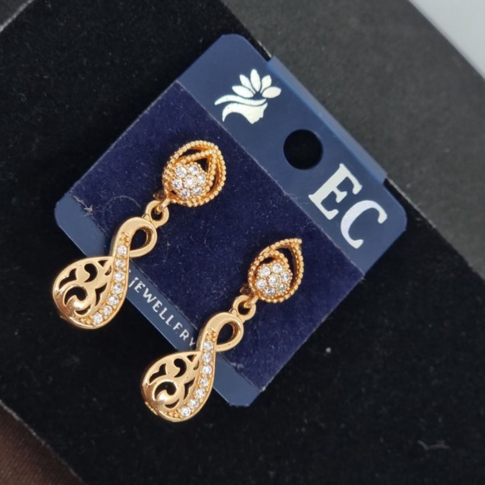 Pooja Sales Rajkot Gold Plated American Diamond Dangler Earrings