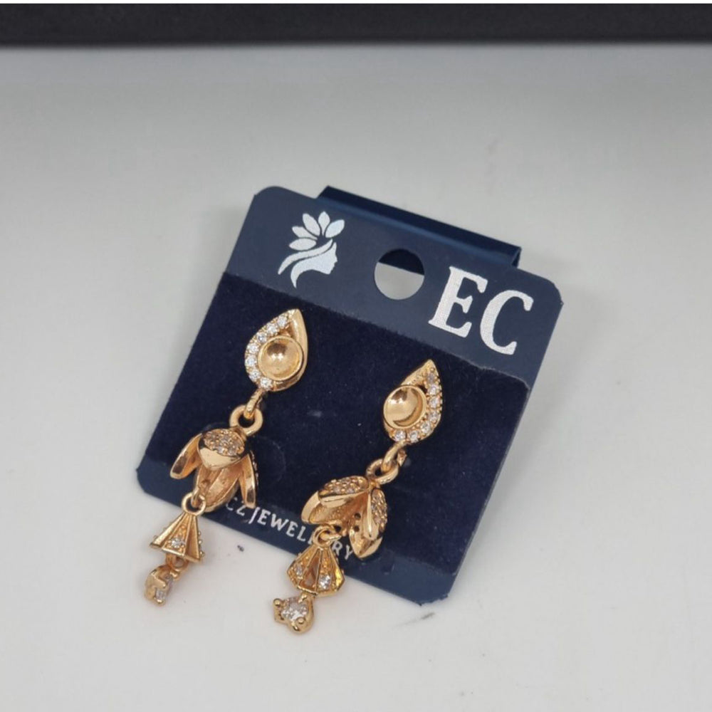 Pooja Sales Rajkot Gold Plated American Diamond Dangler Earrings