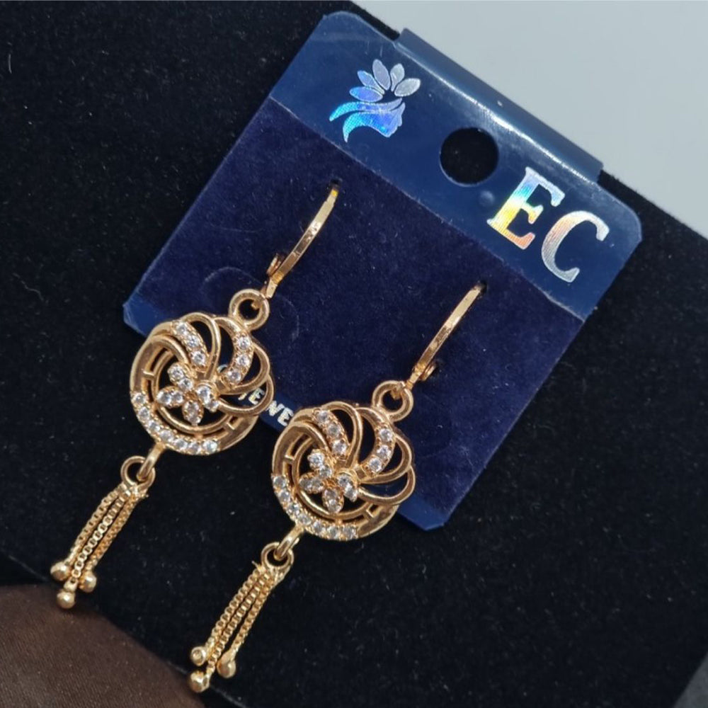 Pooja Sales Rajkot Gold Plated American Diamond Dangler Earrings