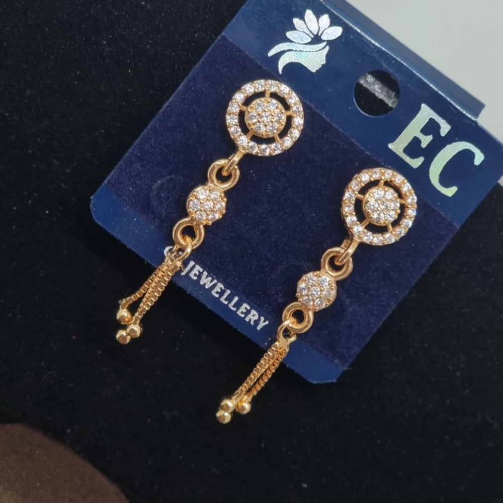 Pooja Sales Rajkot Gold Plated American Diamond Dangler Earrings