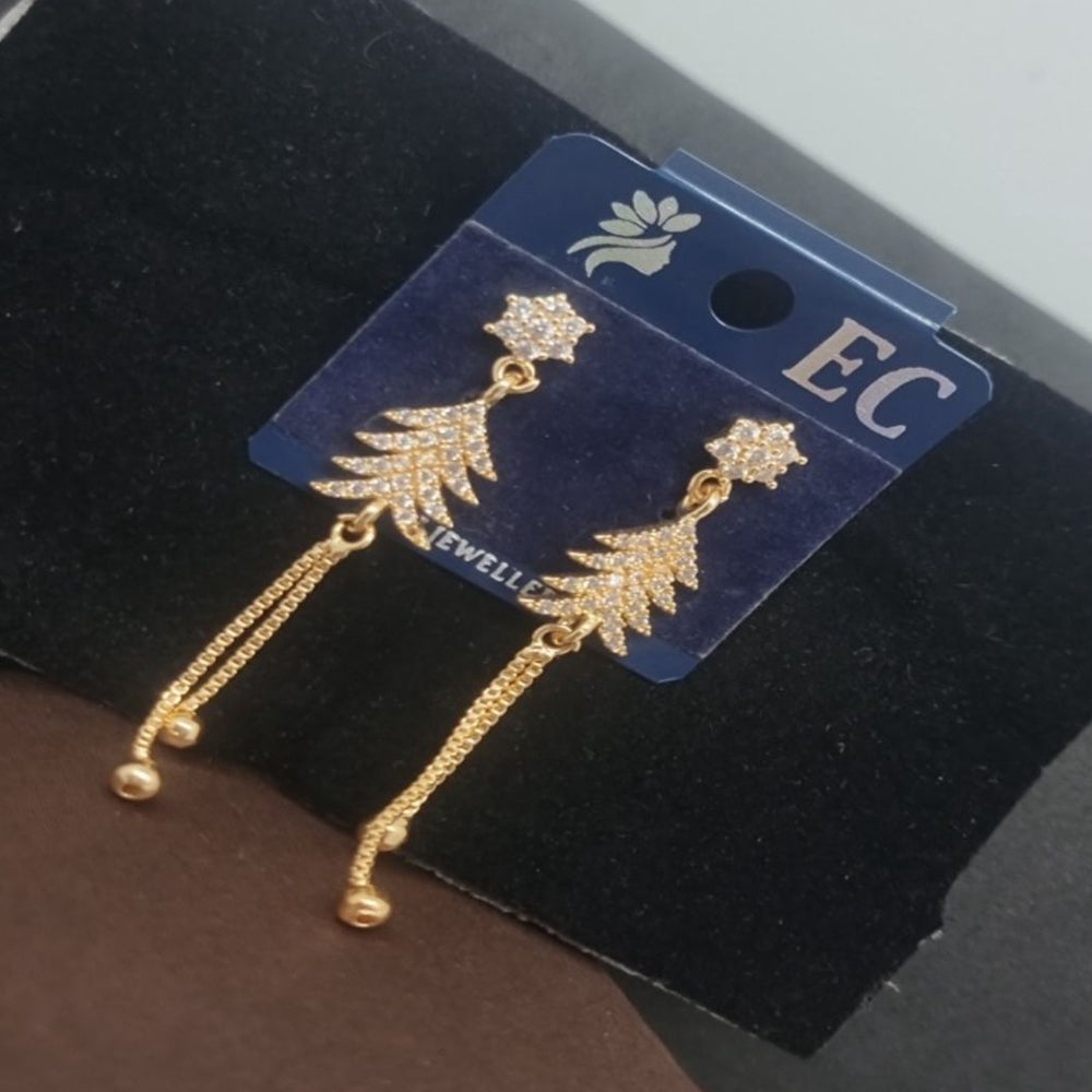 Pooja Sales Rajkot Gold Plated American Diamond Dangler Earrings