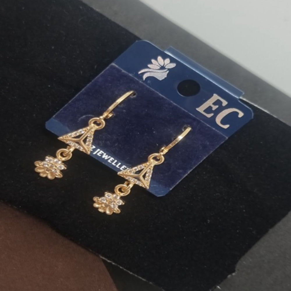 Pooja Sales Rajkot Gold Plated American Diamond Dangler Earrings