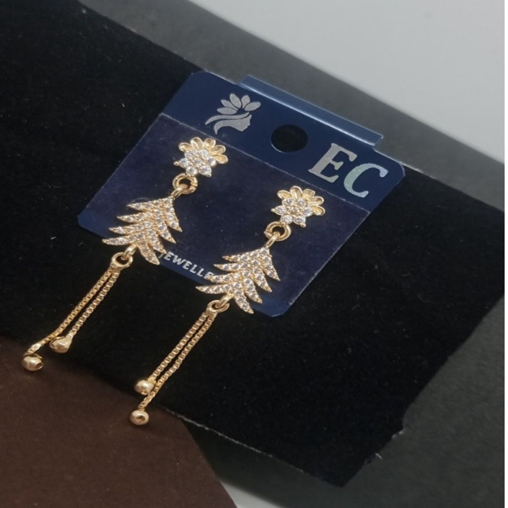 Pooja Sales Rajkot Gold Plated American Diamond Dangler Earrings