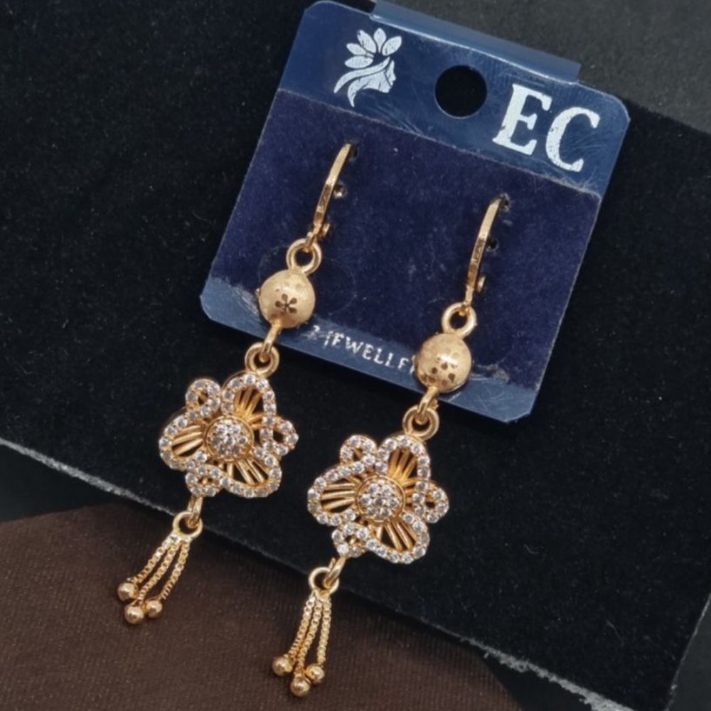 Pooja Sales Rajkot Gold Plated American Diamond Dangler Earrings