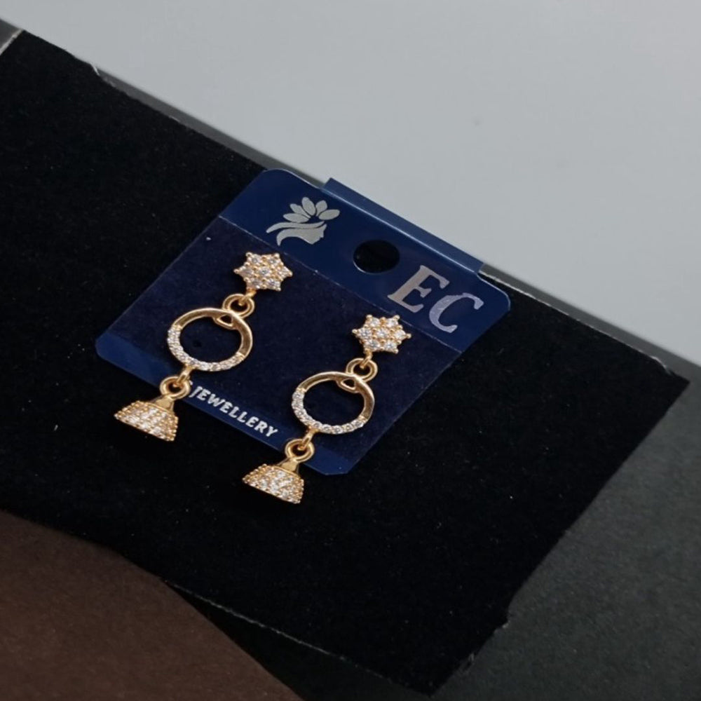 Pooja Sales Rajkot Gold Plated American Diamond Dangler Earrings
