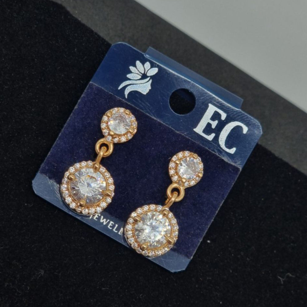 Pooja Sales Rajkot Gold Plated American Diamond Dangler Earrings