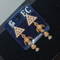 Pooja Sales Rajkot Gold Plated American Diamond Dangler Earrings