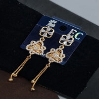 Pooja Sales Rajkot Gold Plated American Diamond Dangler Earrings