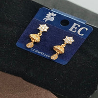 Pooja Sales Rajkot Gold Plated American Diamond Jhumki Earrings