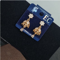 Pooja Sales Rajkot Gold Plated American Diamond Jhumki Earrings