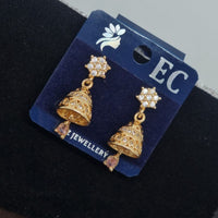 Pooja Sales Rajkot Gold Plated American Diamond Jhumki Earrings