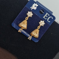 Pooja Sales Rajkot Gold Plated American Diamond Jhumki Earrings