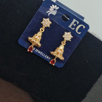 Pooja Sales Rajkot Gold Plated American Diamond Jhumki Earrings