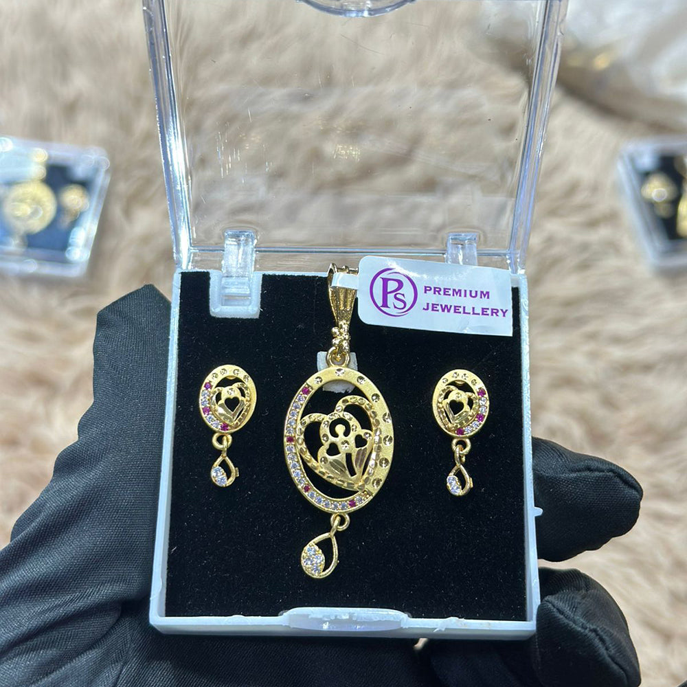 Pooja Sales Rajkot Gold Plated Austrian Stone Chain Pendant Set