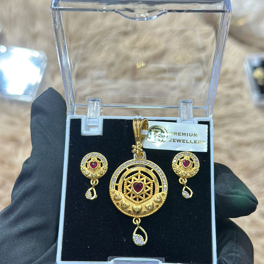 Pooja Sales Rajkot Gold Plated Austrian Stone Chain Pendant Set