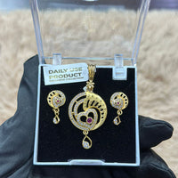 Pooja Sales Rajkot Gold Plated Austrian Stone Chain Pendant Set
