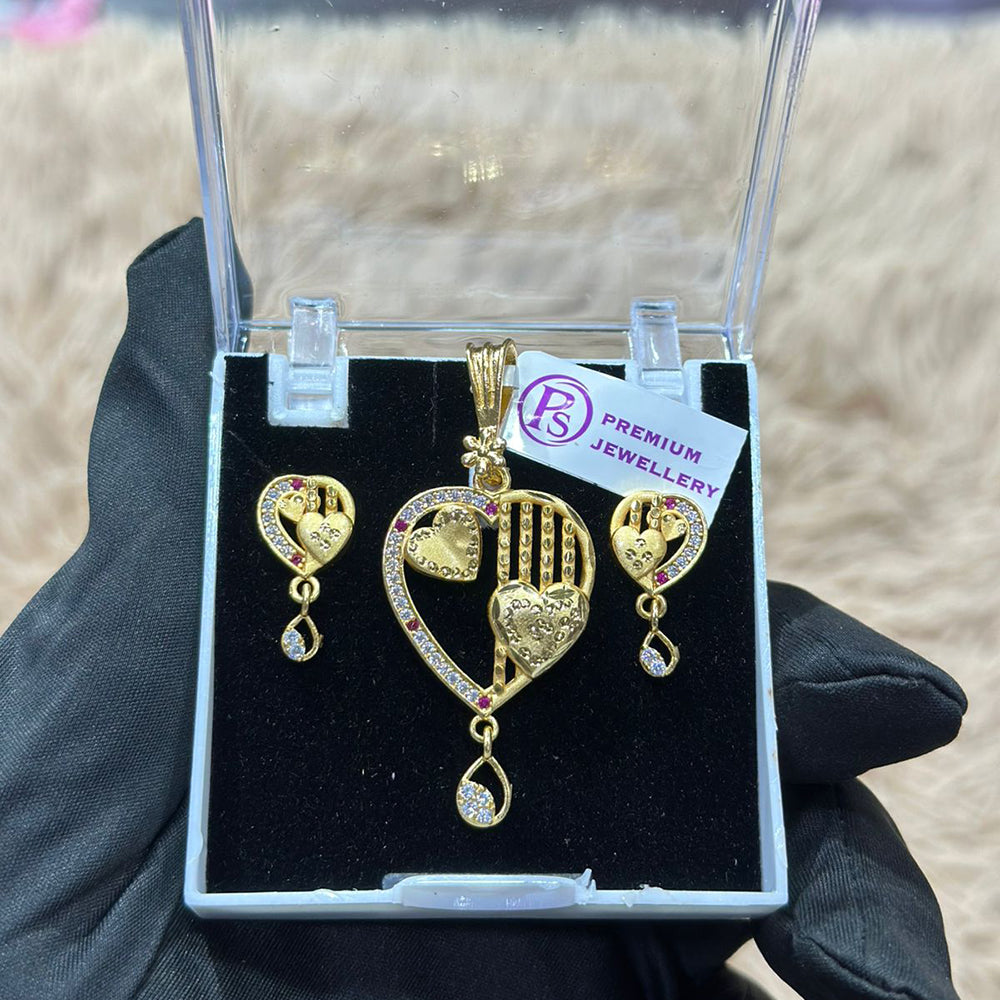 Pooja Sales Rajkot Gold Plated Austrian Stone Chain Pendant Set