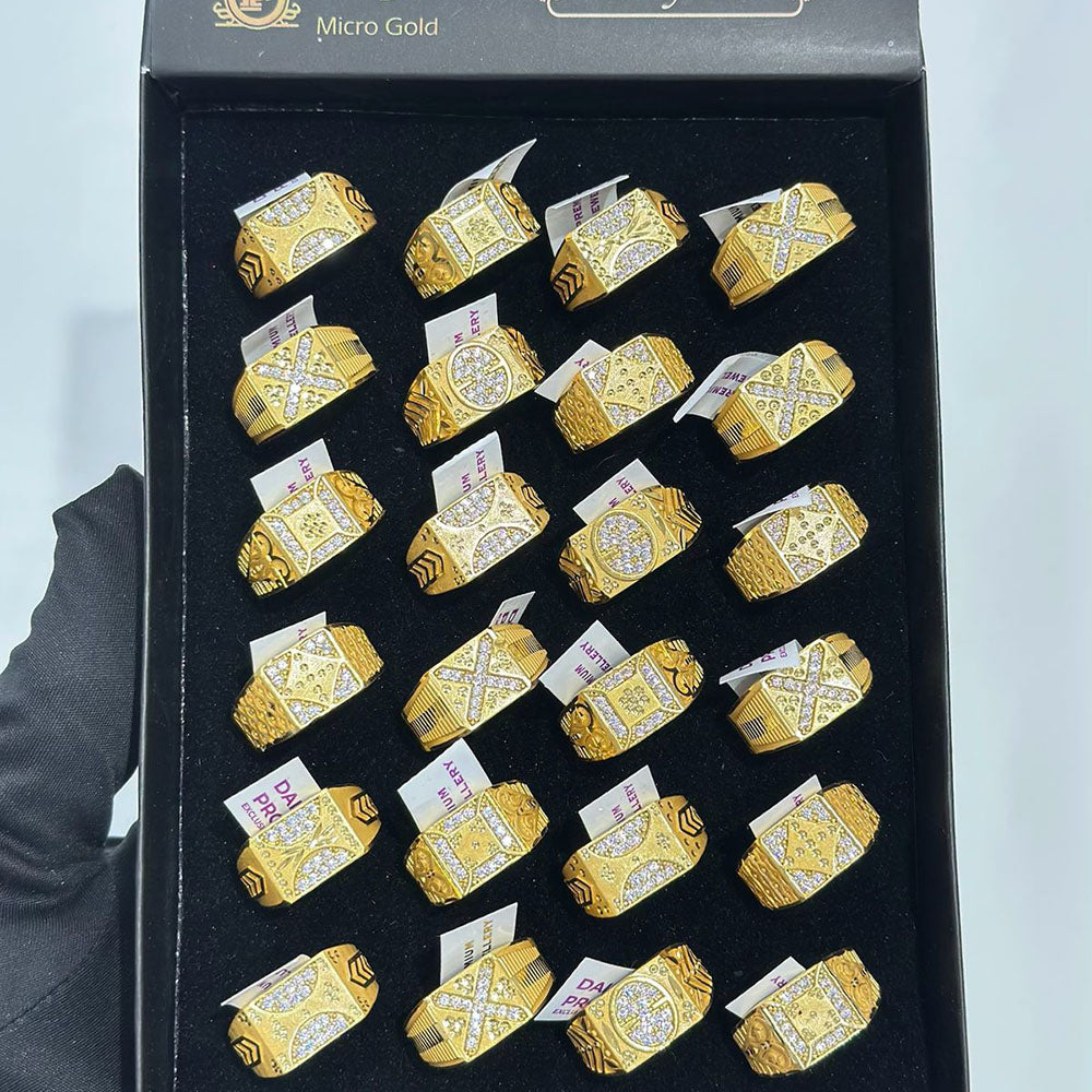 Pooja Sales Rajkot Classic Austrian Stone Ring (Assorted Design) (Pack of 24)