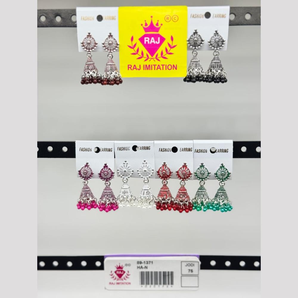 Raj Imitation Oxidised Plated Pearl Jhumki Earrings  (Assorted Color)