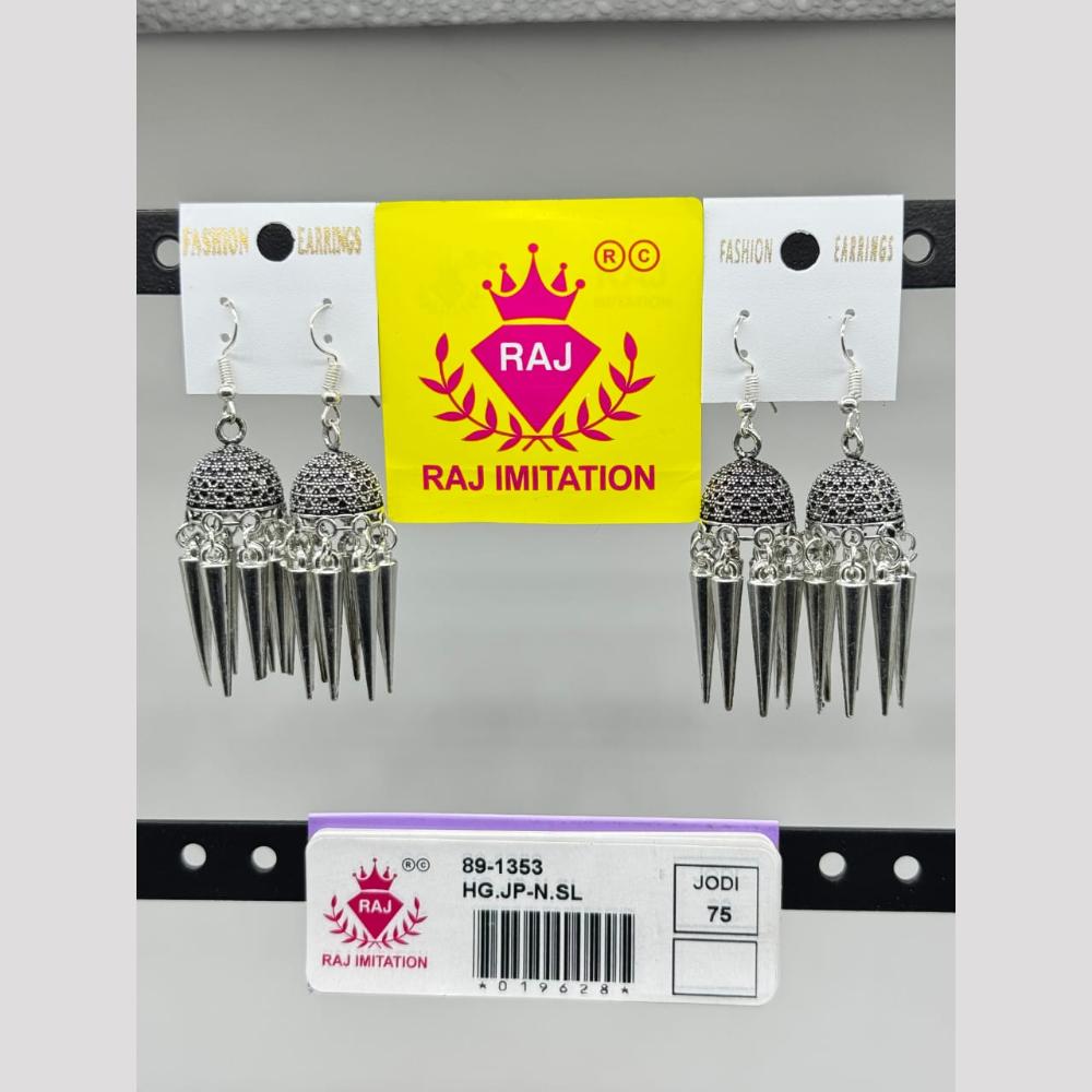 Raj Imitation Oxidised Plated Ghungroo Jhumki Earrings