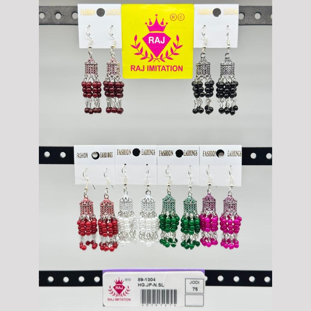 Raj Imitation Oxidised Plated Pearl Jhumki Earrings  (Assorted Color)