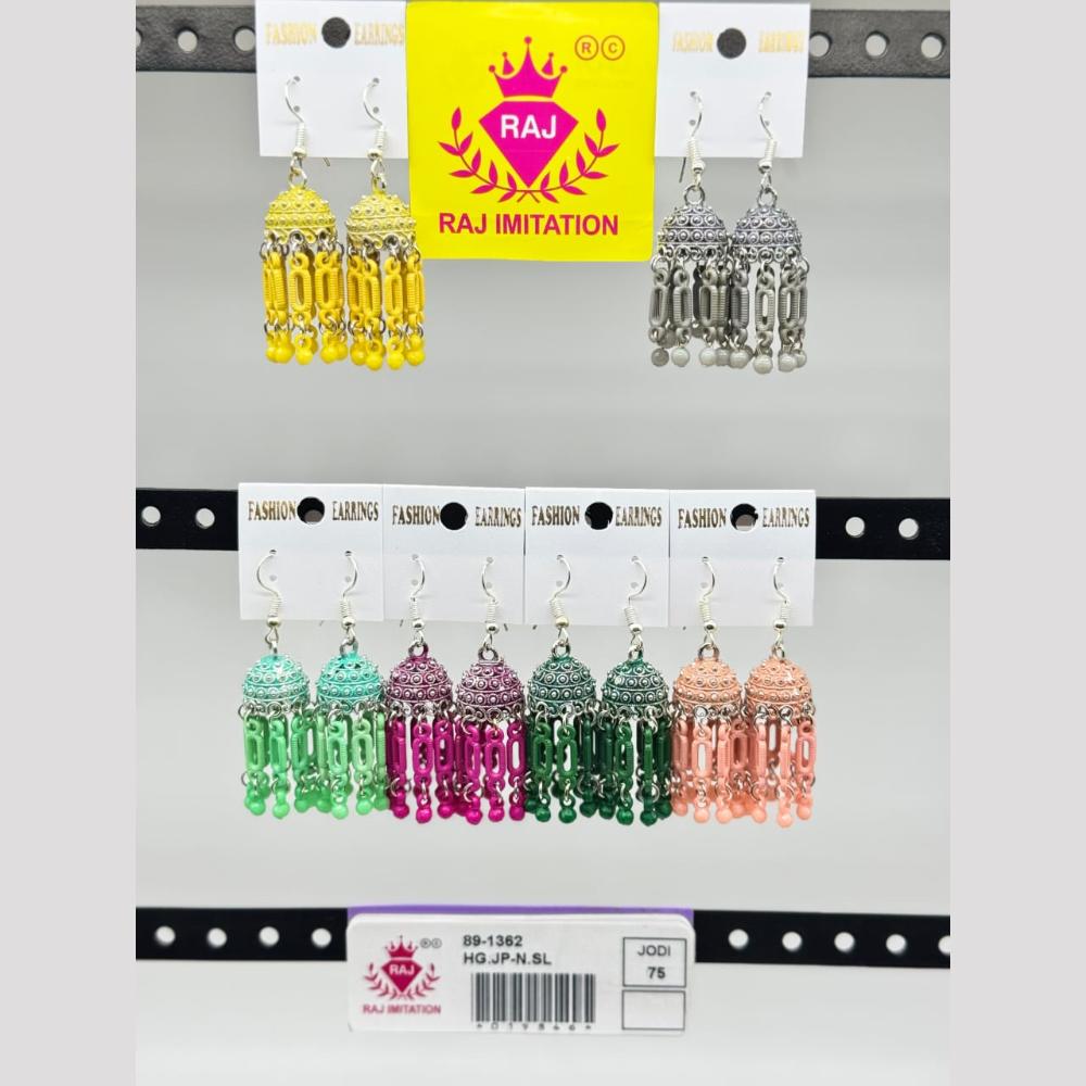 Raj Imitation Oxidised Plated Pearl Jhumki Earrings  (Assorted Color)
