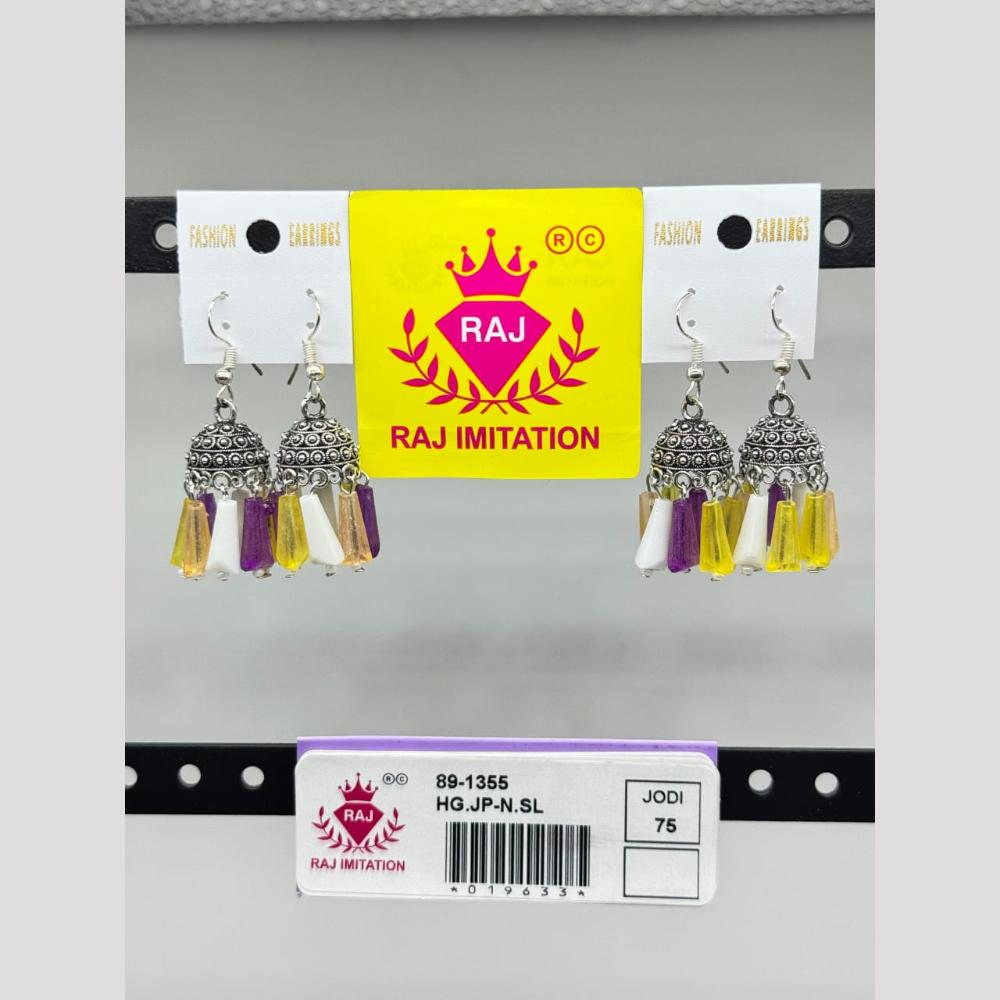 Raj Imitation Oxidised Plated Beads Jhumki Earrings