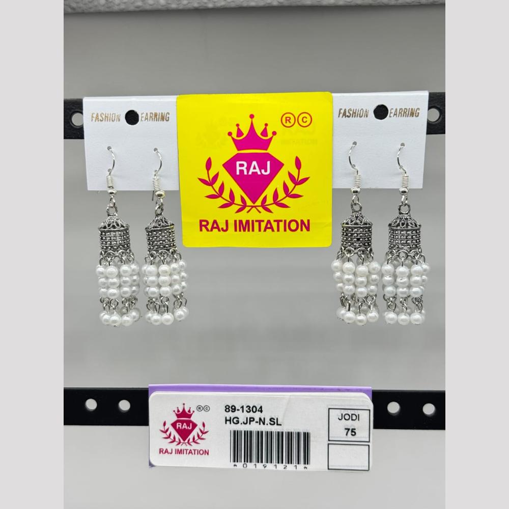Raj Imitation Oxidised Plated Beads Jhumki Earrings