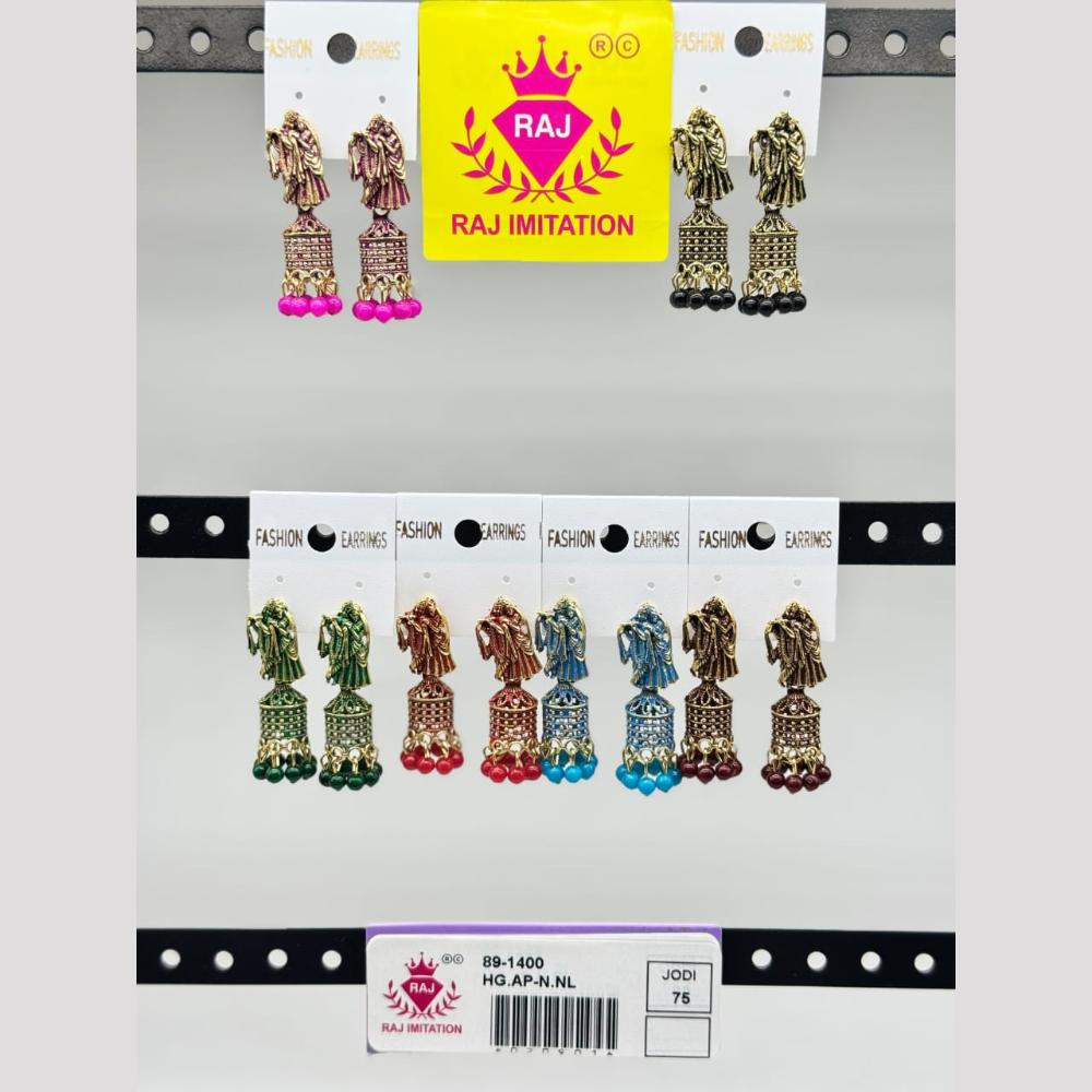 Raj Imitation Gold Plated Pearl Temple Jhumki Earrings  (Assorted Color)