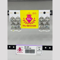 Raj Imitation Oxidised Plated Austrian Stone And Pearl Jhumki Earrings