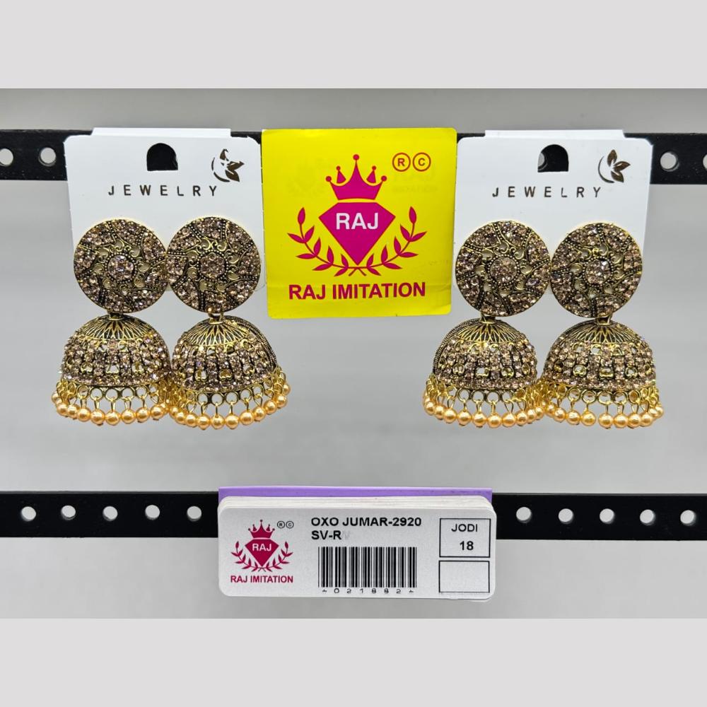 Raj Imitation Gold Plated Austrian Stone And Pearl Jhumki Earrings 