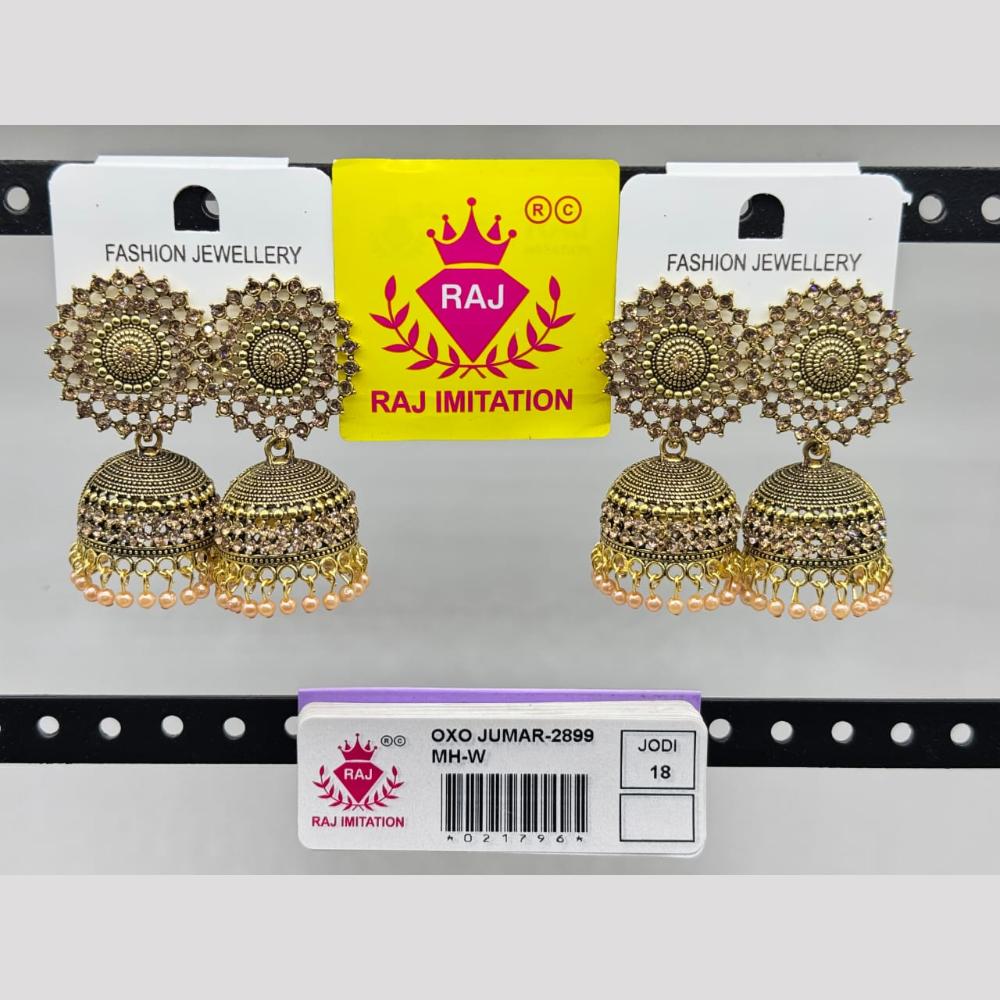 Raj Imitation Gold Plated Austrian Stone And Pearl Jhumki Earrings 