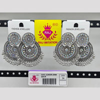 Raj Imitation Oxidised Plated Austrian And Pearl Dangler Earrings  