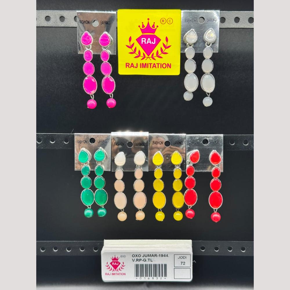 Raj Imitation Oxidised Pota Stone And Pearl Dangler Earrings