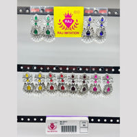 Raj Imitation Oxidised Plated Pota Stone And Pearl Dangler Earrings