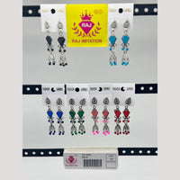 Raj Imitation Oxidised Pota Stone And Beads Jhumki Earrings