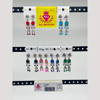Raj Imitation Oxidised Pota Stone And Beads Jhumki Earrings